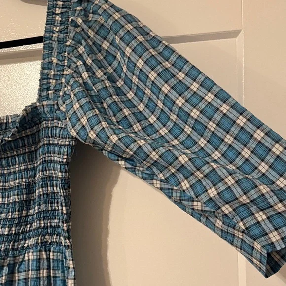 Ganni designer Blue Plaid Women's Dress - Picture 8 of 9